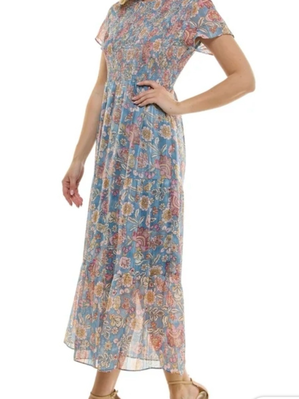 Nanette Lepore Women's Flutter Sleeve Smocked Midi Dress, Sizes 16
